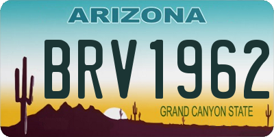 AZ license plate BRV1962