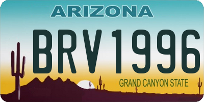 AZ license plate BRV1996