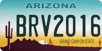 AZ license plate BRV2016