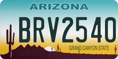 AZ license plate BRV2540