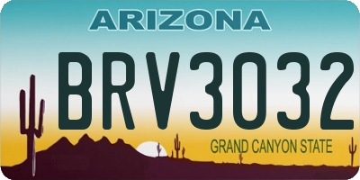 AZ license plate BRV3032