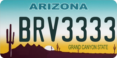 AZ license plate BRV3333