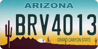 AZ license plate BRV4013
