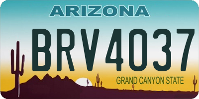 AZ license plate BRV4037