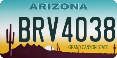 AZ license plate BRV4038
