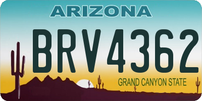 AZ license plate BRV4362