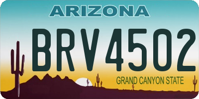 AZ license plate BRV4502