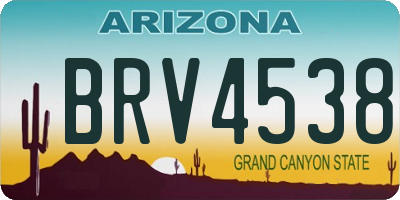 AZ license plate BRV4538