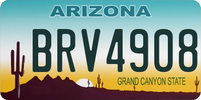 AZ license plate BRV4908