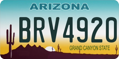 AZ license plate BRV4920
