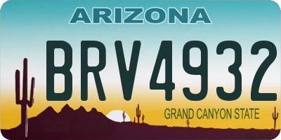 AZ license plate BRV4932