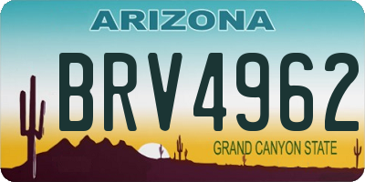 AZ license plate BRV4962