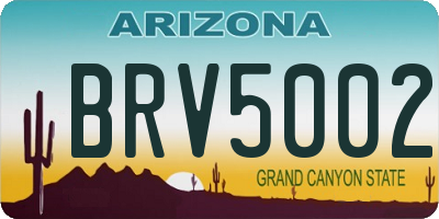 AZ license plate BRV5002