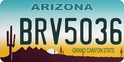 AZ license plate BRV5036