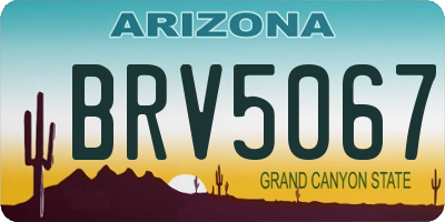 AZ license plate BRV5067