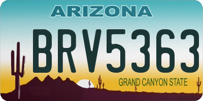 AZ license plate BRV5363