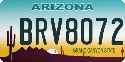 AZ license plate BRV8072