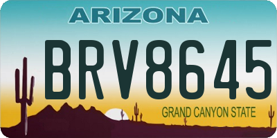 AZ license plate BRV8645