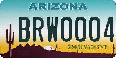 AZ license plate BRW0004