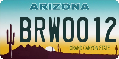 AZ license plate BRW0012