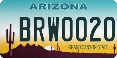 AZ license plate BRW0020