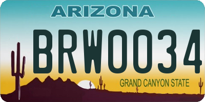 AZ license plate BRW0034