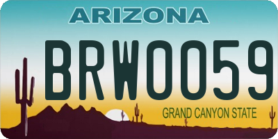 AZ license plate BRW0059