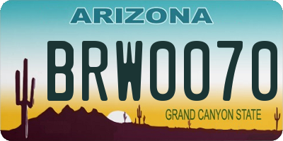 AZ license plate BRW0070