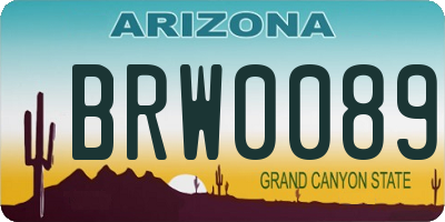 AZ license plate BRW0089