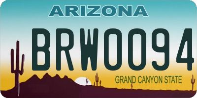 AZ license plate BRW0094