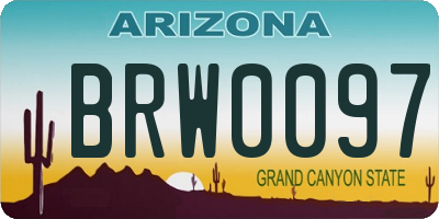 AZ license plate BRW0097