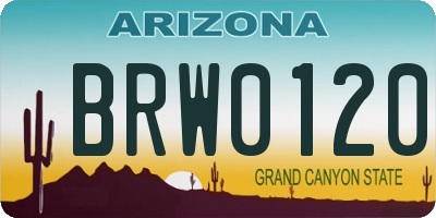 AZ license plate BRW0120