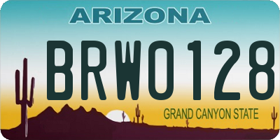 AZ license plate BRW0128