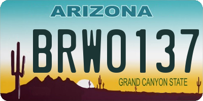 AZ license plate BRW0137