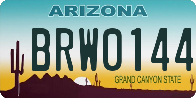 AZ license plate BRW0144