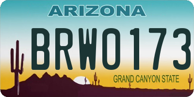 AZ license plate BRW0173