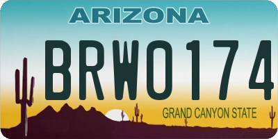 AZ license plate BRW0174