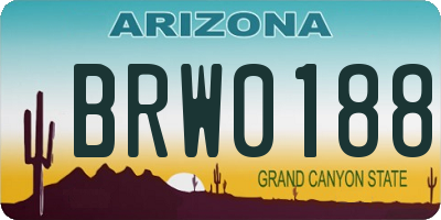 AZ license plate BRW0188