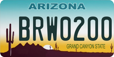 AZ license plate BRW0200