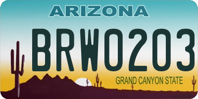 AZ license plate BRW0203