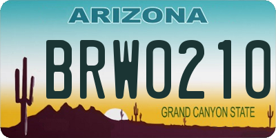 AZ license plate BRW0210