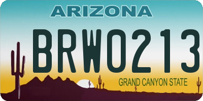 AZ license plate BRW0213
