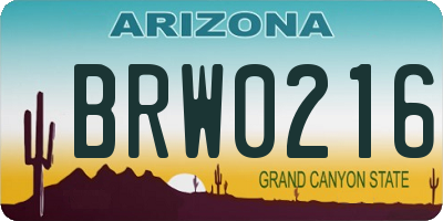 AZ license plate BRW0216