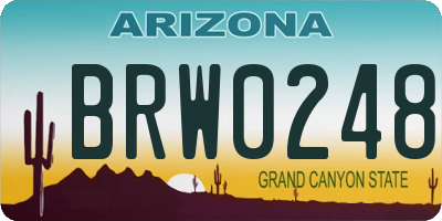 AZ license plate BRW0248