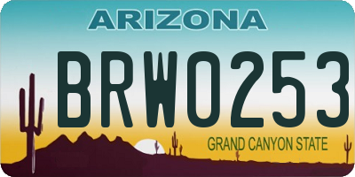 AZ license plate BRW0253