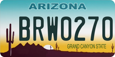 AZ license plate BRW0270