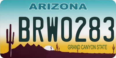 AZ license plate BRW0283