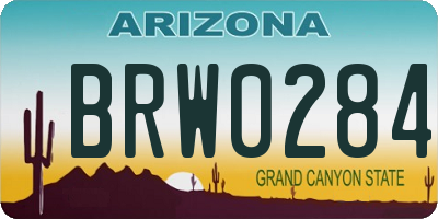 AZ license plate BRW0284