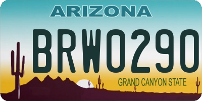 AZ license plate BRW0290