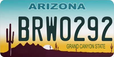 AZ license plate BRW0292
